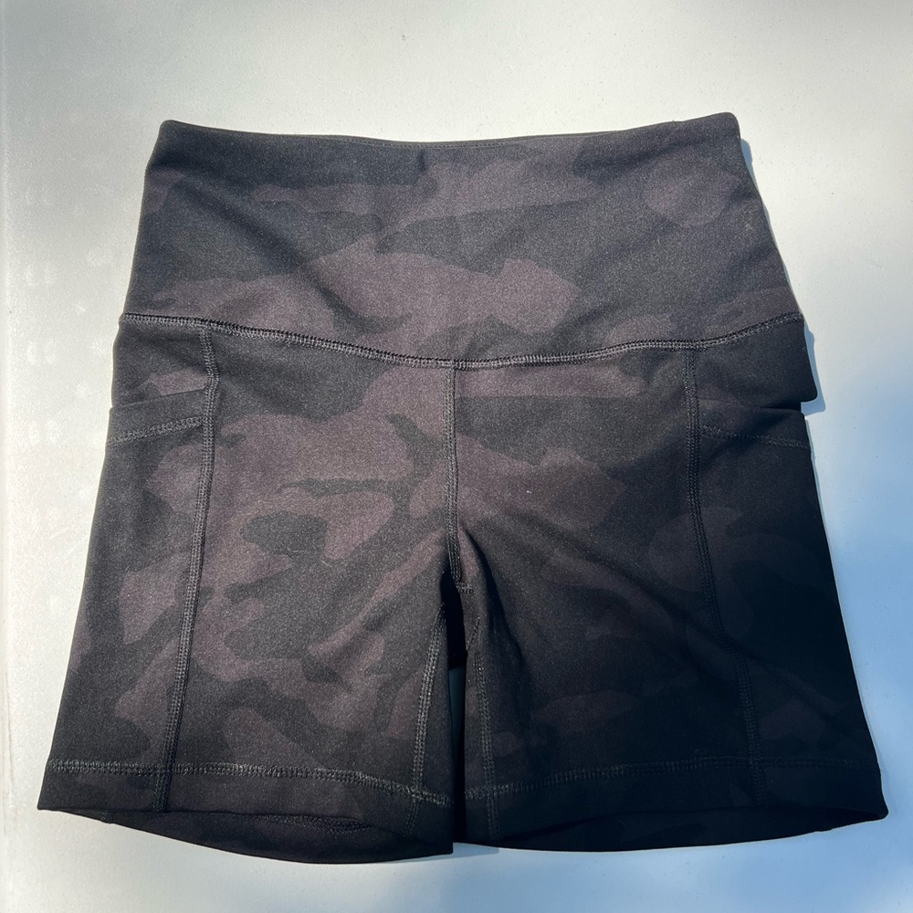 Women's Black Camo Biker Shorts